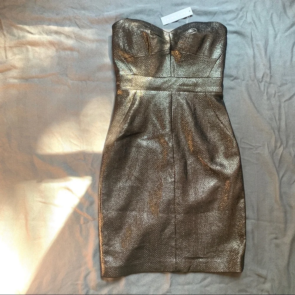 SOLD Trina Turk Volare Metallic Strapless Cocktail Dress w/ Sweetheart Neckline - Picture 9 of 16